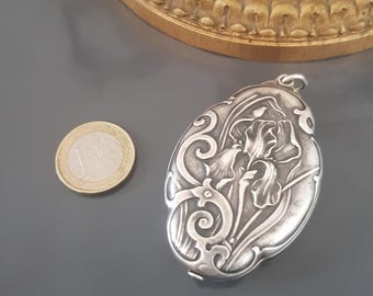 Pendentif Ancien En Argent Massif 925 - Breloque Art Nouveau, Style Monnaie