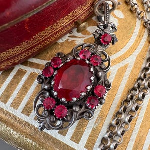 Antique French Reliquary Locket Pendant Sterling Silver  Rhinestones XIXth Century