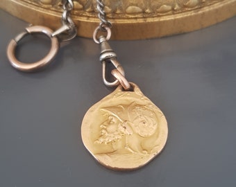 Antique Art Nouveau Becker French Medal Gold Filled Pendant Signed