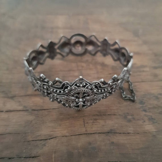 Bracelet Moderniste Signé QPLUS – Plaqué Argent – Années 60/70 – Occasion