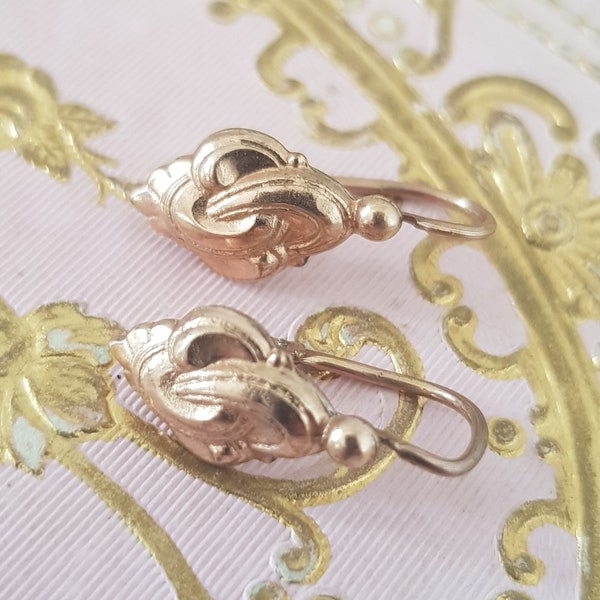 Boucles D'oreilles Dormeuses Anciennes Nœuds Plaqué Or XIXème Siècle Napoléon III