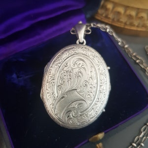 Large Antique Victorian Aesthetic Movement Sterling Silver Locket 19th Century Pendant