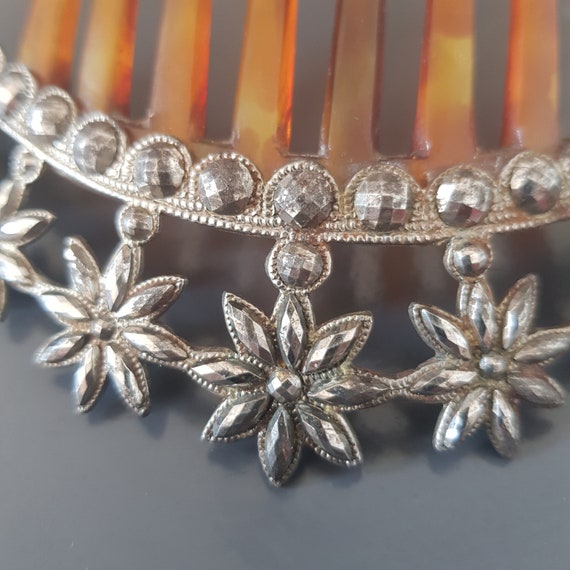 Antique Tiara Cut Steel Hair Comb 19th Century - image 10