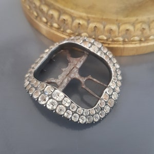 Antique Georgian Sterling Silver Black Dots Paste Shoe Buckle  XVIIIth Century