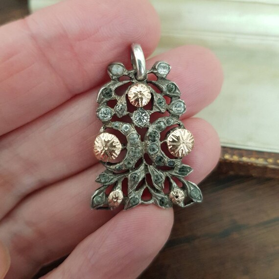 Pendentif vintage en argent sterling 925 morganite avec pierres précieuses, bijoux faits main | 1879 - France