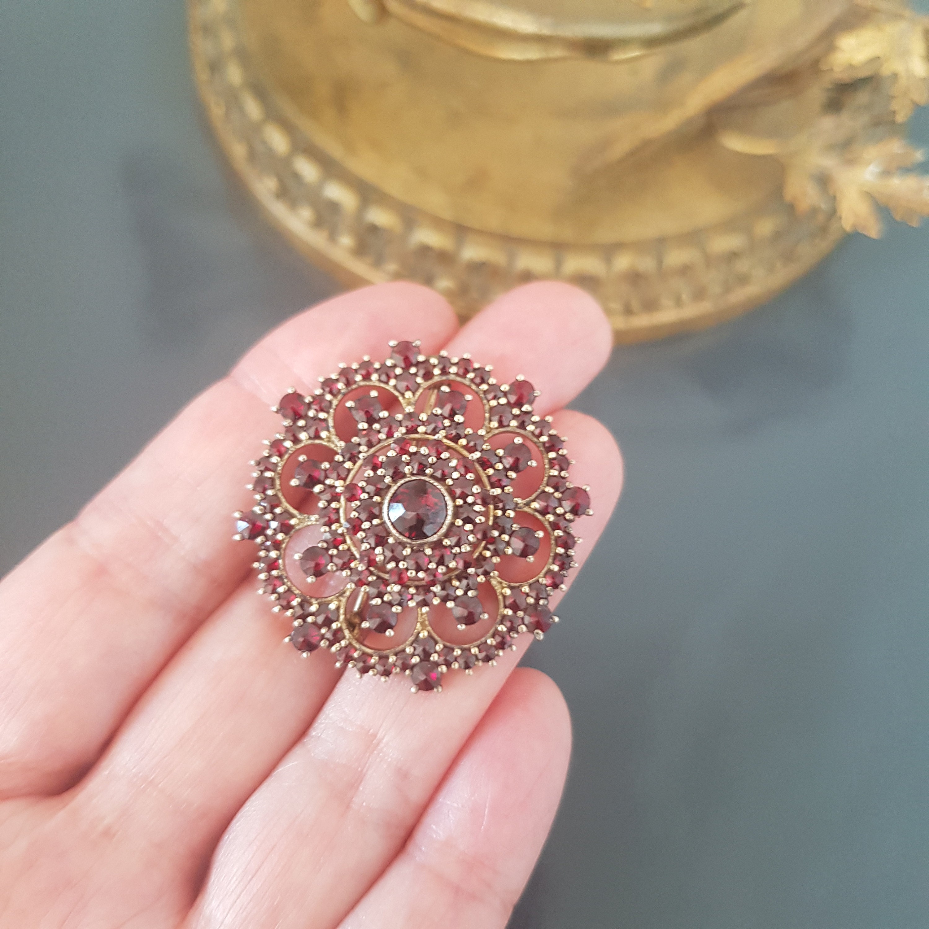 Broche En Argent Massif - Style Rosace - Occasion