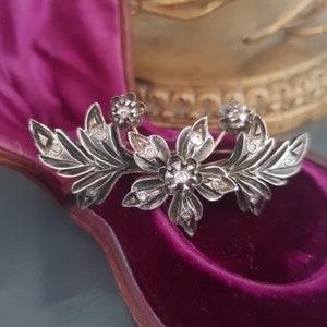 Large Antique Flower Brooch Silver Gold Old Cut Diamonds Late XVIIIth Early XIXth Century