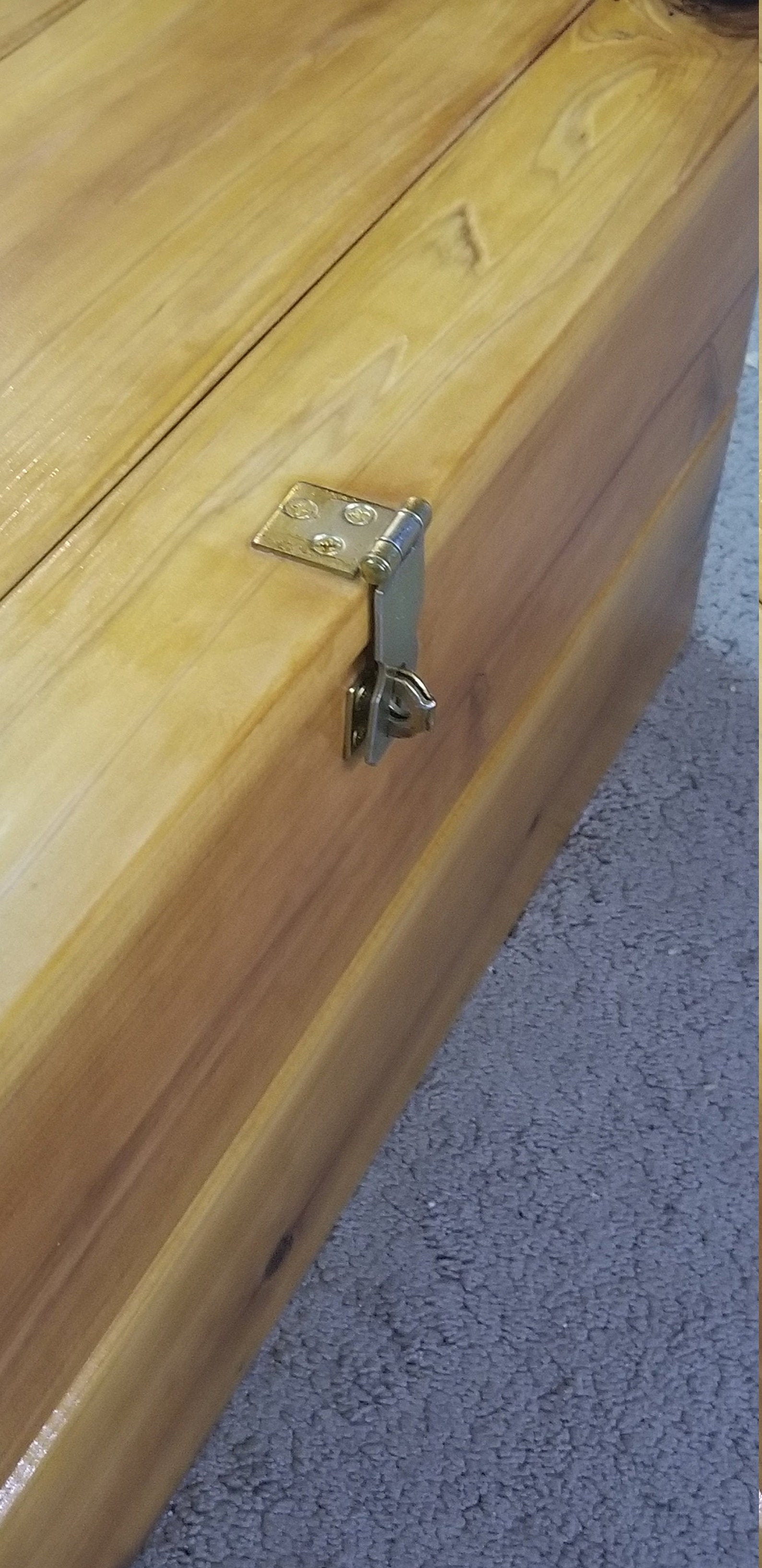 Cedar chest with blue felt bottom and brass hardware Etsy
