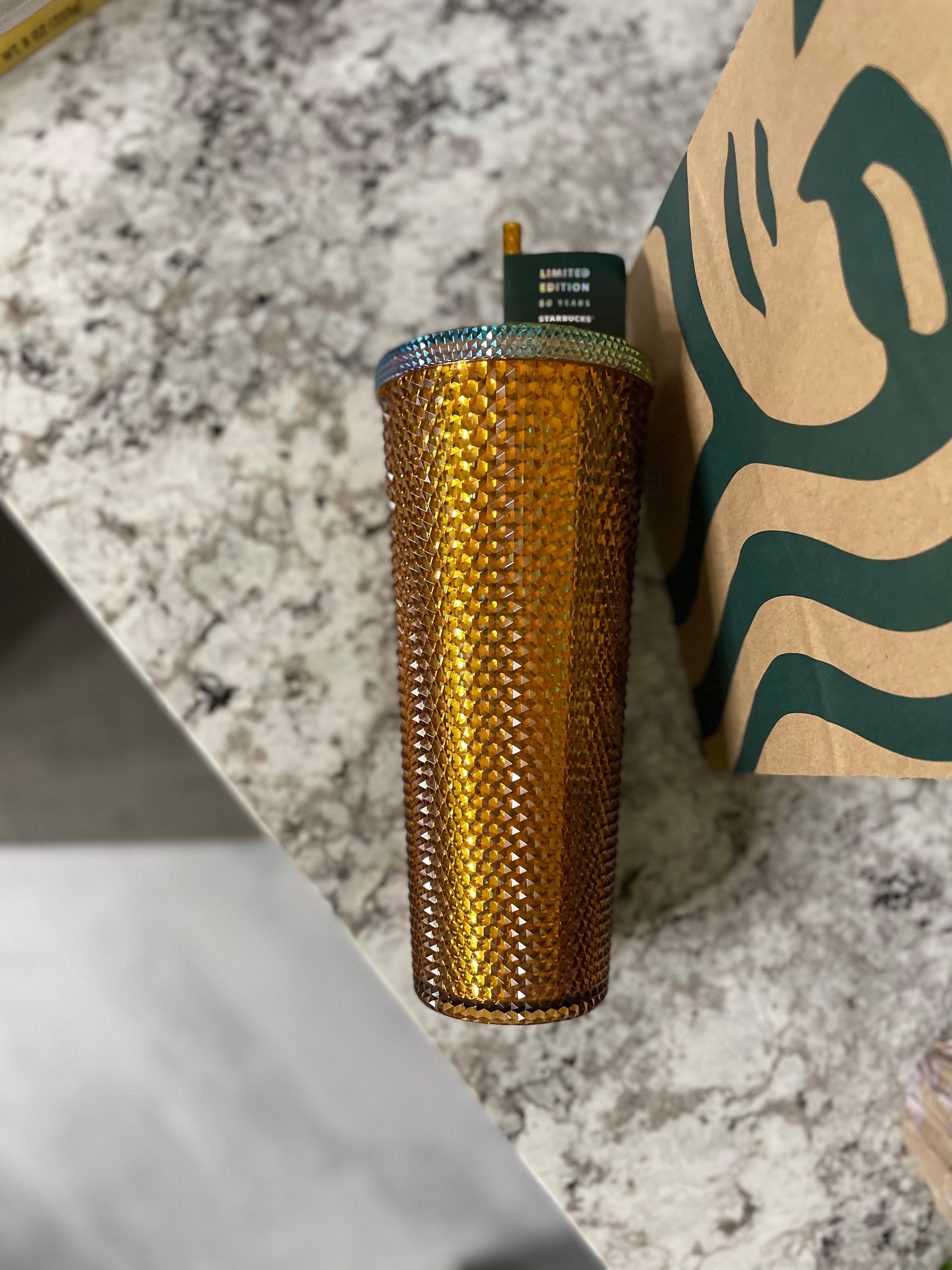 LIMITED EDITION Starbucks Gold Studded Cup Tumbler 24oz Etsy