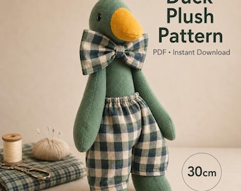 アヒルのぬいぐるみ動物の縫製パターン .pdf チュートリアル マガモの