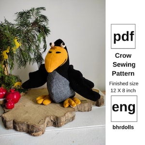 Crow Plush Pattern PDF – DIY Bird Soft Toy Sewing Template