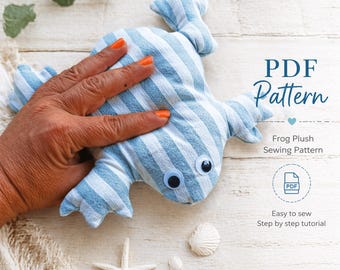 Frog Plush Sewing Pattern PDF, Beginner Stuffed Animal Tutorial, DIY Soft Toy, Easy Plush Pattern, Instant Download