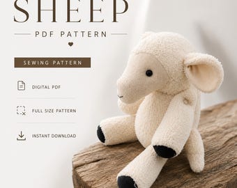 Stuffed Sheep Toy Pattern PDF – Farm Animal Sewing Pattern, Soft Plush Tutorial