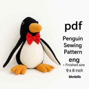 Penguin Plush Sewing Pattern - Soft Toy PDF Template - DIY Stuffed Animal - Digital Download