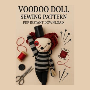 Halloween Voodoo Doll PDF Pattern: 15&quot; Handmade Horror Rag Doll Tutorial