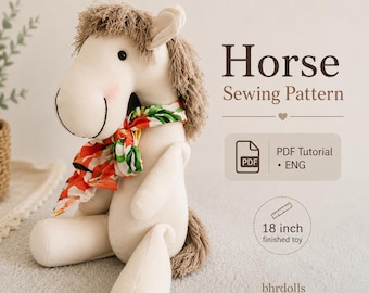 Horse Sewing Pattern PDF, Stuffed Plush Tutorial, DIY Soft Toy, Rag Doll (18 inch)