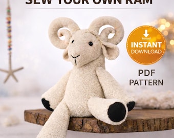 Ram Plush Toy Sewing Pattern – DIY Stuffed Sheep (PDF Pattern)