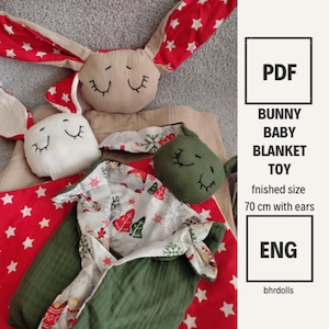 DIY Bunny Baby Comforter Pattern – Soft Toy Sewing Pattern – Easy Baby Blanket – Newborn Baby Gift