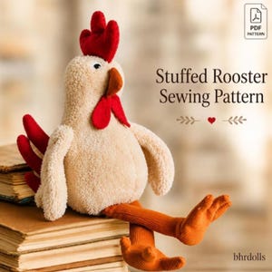 Stuffed Rooster Plush Sewing Pattern PDF – DIY Farm Animal Soft Toy Tutorial