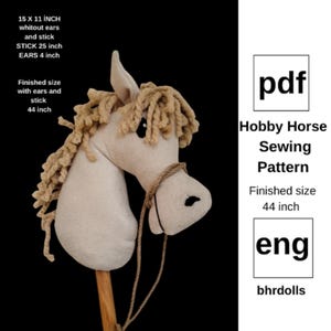 Plush Horse Sewing Pattern – DIY Stuffed Toy PDF – Hobby Horse Template