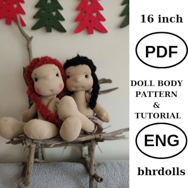 Sewing handmade doll pattern and tutorial -PDF -Create your own unique fabric doll