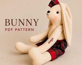 Patrón de costura para peluche de conejito, tutorial para animales de peluche (descarga en PDF)
