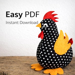 Chicken Plush Sewing Pattern – DIY Stuffed Animal Toy (PDF)