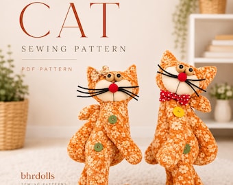 Cat Plush Sewing Pattern PDF – Stuffed Animal Toy Pattern