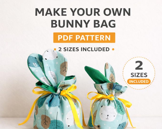 Reversible Easter Bunny Treat Bags Printable Sewing Pattern and ...