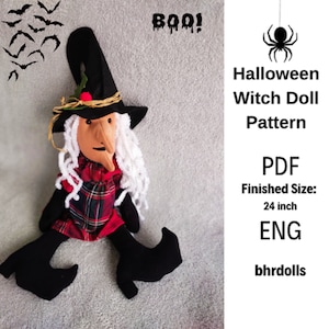 Witch Doll Sewing Pattern: DIY Halloween Plush Toy (PDF)