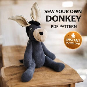 Donkey Plush Sewing Pattern PDF – Farm Animal Toy Pattern