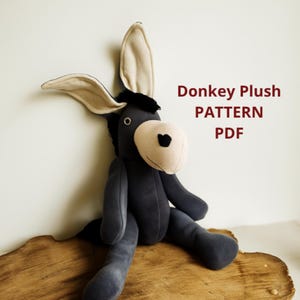 Donkey Plush Sewing Pattern – Stuffed Toy PDF for Kids 40% OFF – Limited Time