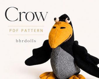 Crow Plush Sewing Pattern PDF, Raven Soft Toy Tutorial, Gothic Stuffed Bird DIY