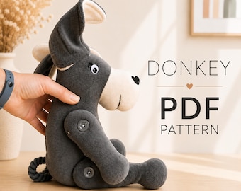Donkey Sewing Pattern PDF, Stuffed Donkey Pattern, Plush Toy Sewing Pattern, Farm Animal