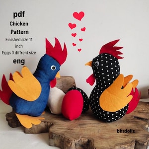 Farm Animal Sewing Patterns –Plush Chicken Sewing Pattern – Digital PDF
