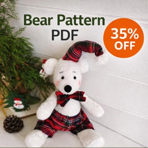 Patrón de costura para un oso de peluche navideño (PDF)