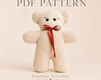Teddy Bear Sewing Pattern PDF | Beginner Friendly Plush Toy (Instant Download)