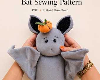 Patrón de costura para peluche de murciélago de Halloween / Tutorial para hacer un peluche (Descarga en PDF)