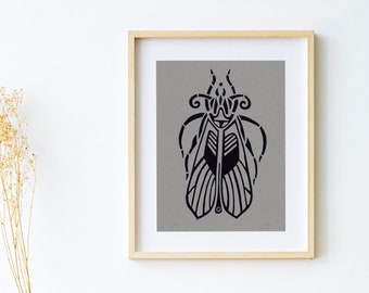 Linocut A5 insect | original print | art print | limited edition | original linocut | animal motif | beetle | abstract shapes