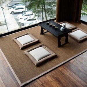 Custom Sized Japanese Style Tatami Mat Bamboo Woven Carpet Premium Handmade Tatami Mat Eco-friendly Traditional Asian Modern Thickness 0.7cm