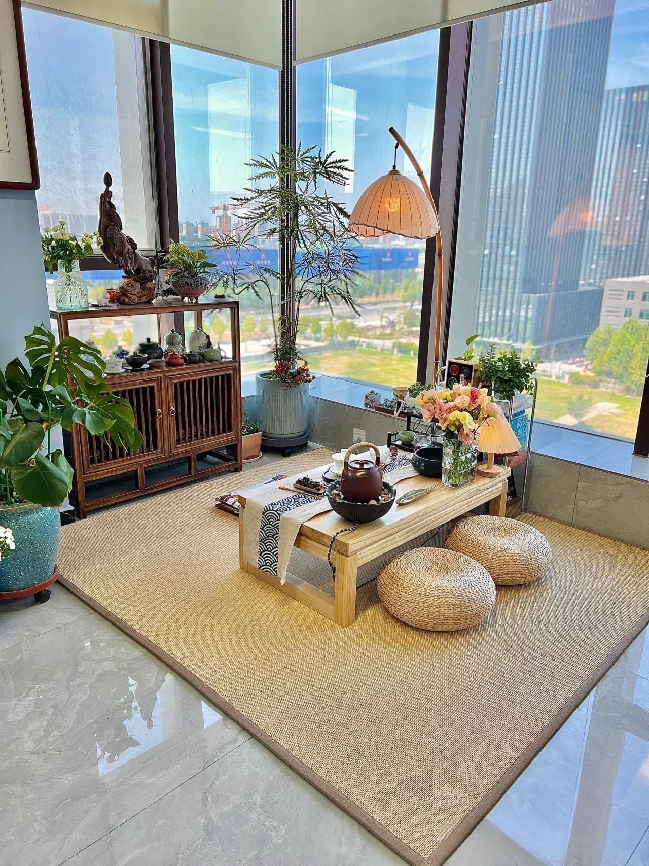 Japanese Kotatsu Futon, Artisan Handmade (Size: 80.7″x 96.4″ 205x245cm,  Fabric: Unbleached Cotton Filling : Natural Cotton)