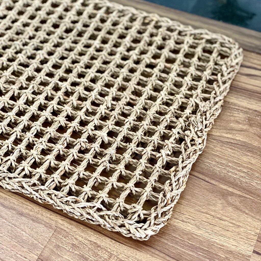 Hand Seagrass Woven Door Mat Rectangle Seagrass Mat Natural Weave