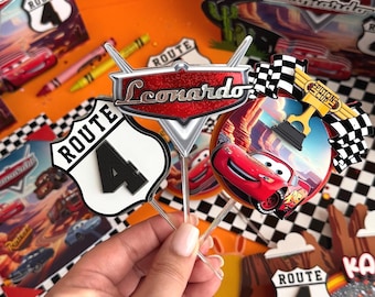 Cars Cupcake Toppers Lightning McQueen Party Decor Two Fast One Cake Decor Race Car Themed