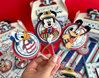 Sailor Mickey Cupcake Toppers Mickey Mouse Feestdecor Eerste Verjaardagsjongen Taartdecor Minnie Mouse Goofy Donald Zomerfeestthema