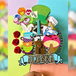  LaVenty Alice in Wonderland Cake Decoration Party Supplies  Favors Bunny Birthday Cake Decoration Alice in Onederland Cake Topper  Birthday Baby Shower Decoration : Grocery & Gourmet Food