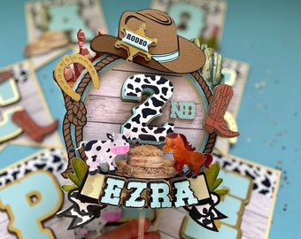 Decorazione per torta "Primo/Non il mio primo rodeo", decorazione per festa di compleanno da cowboy, cowgirl