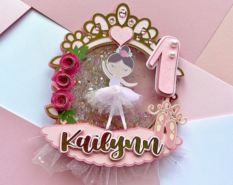 Ballerina Tutu Swan Cake Topper w/ Confetti & LED Lights Birthday Party Decor Centerpiece