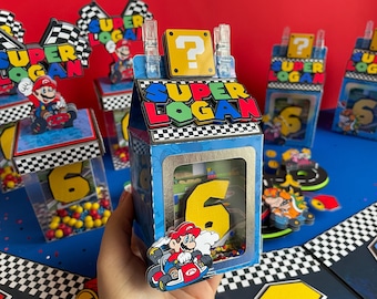 Mario Kart Favor Boxes Super Mario Bros Milk Box Party Decor Luigi Princess Peach Bowser Gable Box