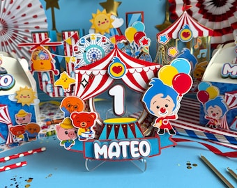 Plim Plim pour gâteau Clown Circus Decor Fast Decoraciones de Fiesta Primer Añito