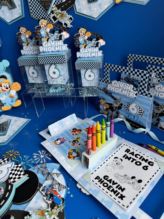 Mickey & The Roadster Racers Favor Boxes Two Fast Candy Box Fast One Party Decor Mickey Mouse Race Car Party Theme Candy Table Decor